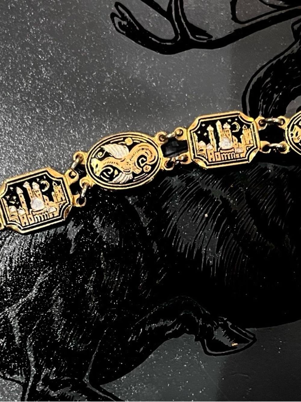 Gold Plated Spanish Byzantine Motif Women's Bracelet